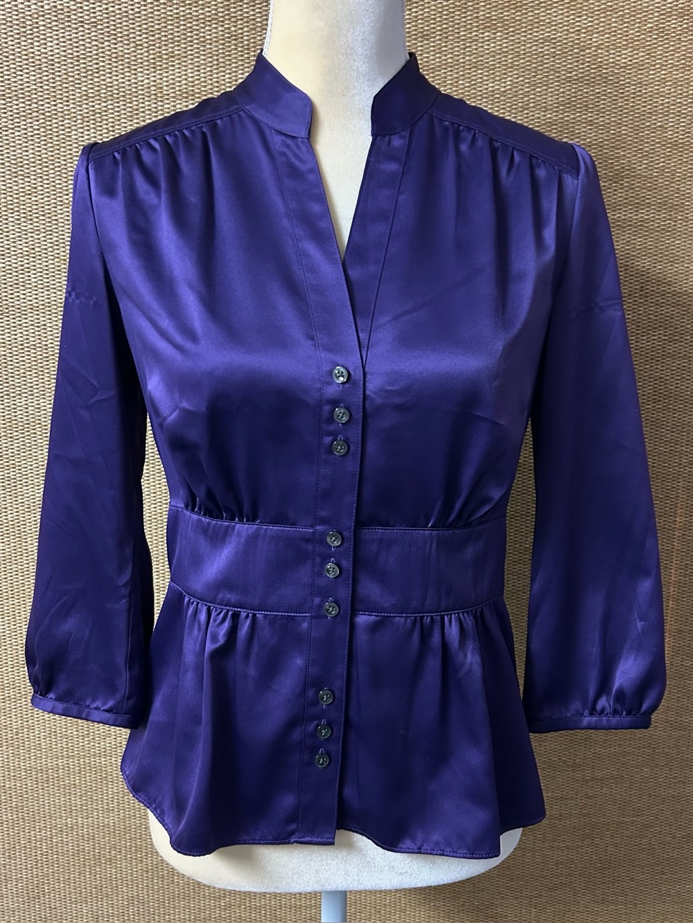 Ann Taylor Blouse Womens 2 Purple Satin